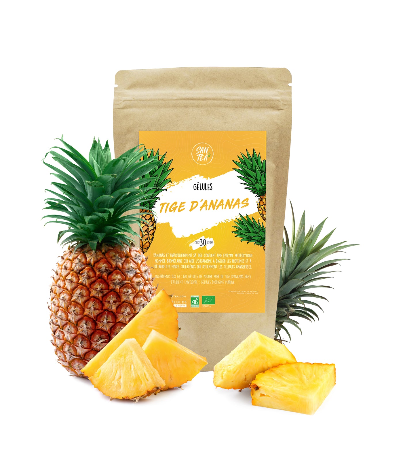 Gélules tige d'ananas (brûle graisses) : cure de 30 jours (120 gélules)